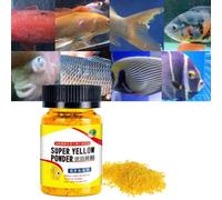 Tbest Polvo Amarillo Instantáneo para Acuario para Peces Ornamentales, Botella de 56G, Que Disuelve Grasa para Infecciones y Lesiones en Peces Dorados, Koi, Betta (Yellow)
