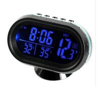 Tbest Probador de Voltaje del Voltímetro del Automóvil 3 en con Indicador de Temperatura Dual y Reloj LED Automático de 12 V para Monitoreo de Batería del Automóvil Rango de -50 ° C a + 70 ° C (BLUE)