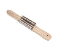 Tbest Rastrillo de Rueda Pulidora de 15 Pulgadas con Dientes de Acero Inoxidable y de Madera para Mantenimiento de Rueda Pulidora de Metal Compuesto