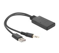 Tbest Receptor de Coche Adaptador de Audio Inalámbrico Reproductor de Música 5.0 con Puerto AUX y USB para Coches Camiones SUV Diseño Compacto ABS Negro