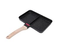 Tbest Sartén Dividida, Diseño de Aleación de Aluminio Ligero (Style 2) | Sartén portátil de 2 secciones, antiadherente, de madera seguro, ideal para el desayuno