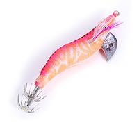 Tbest Señuelos Luminosos para Pesca de Calamar, Cebo de Camarón Luminoso, Diseño de Ojos 3D, Anzuelo de Acero Al Carbono, Pesca en Agua Salada Nocturna/Amanecer, 4 Uds.