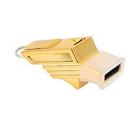 Tbest Silbato de árbitro Profesional, Silbato Deportivo de Resina ABS con Hebilla de Metal Desmontable, Percha de Nailon Ajustable, Diseño de Doble Cámara de Aire, para Fútbol, (Gold)