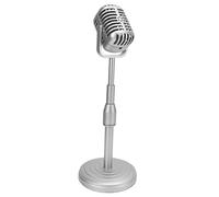 Tbest Stand Retro -Micrófono Vintage y Micrófono -Prop para Fotografía High Simulation Estable Base y Soporte de Luz de Soporte de Varilla de para Accesorios de Fotografía Vintage (Silver)