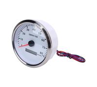 Tbest Tacómetro de 110 Mm (4 3/8 pulgadas) con Retroiluminación de 7 Colores, Contador de Horas de 8000 RPM, Alimentación de 9 a 32 V para Automóviles, Yates, (Esfera blanca y bisel plateado CXA012)