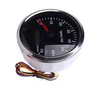 Tbest Tacómetro de 110 Mm, 4-3/8 Pulgadas, Retroiluminación de 7 Colores, Medidor de de 9-32 V, 7000 RPM, con Contador de Horas para Coche, Yate, RV, Barco y (Esfera negra y bisel plateado