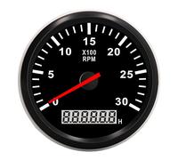 Tbest Tacómetro Marino, Tacómetro de 85 Mm/3, 35 Pulgadas, Calibre de Tacómetro Impermeable IP67 de 3000 RPM con Contador de Horas LCD, Retroiluminación Roja para Coche, Camión, Barco