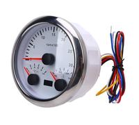 Tbest Tacómetro Multifuncional de 85 Mm y 3000 Rpm para Medir la Presión del Aceite y la Temperatura del Agua en Vehículos Recreativos, Yates camiones. (Esfera blanca bisel plateado CX8282)