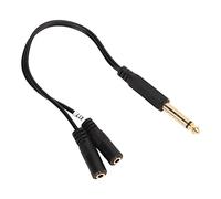 Tbest Trrs y Cable Divisor de 6.35 Mm Mono Masculino a Doble Audio Femenino de 3.5 Mm para Micrófonos Altavoces Reproductores de DVD Mp3 Mp4 Plástico Metal 25 Cm 9.8in