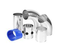 Tbest Tubos Universales de Montaje de Filtro de Aire para Automóvil Kit de Admisión de Inducción de Alto Flujo Juego de Aleación de Aluminio Completo con Clips Adaptadores Rectos