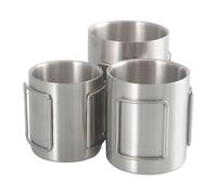 Tbest - Vaso de acero inoxidable de 400 ml, térmico de doble capa de aislamiento, asas plegables, ideal para acampar y senderismo, pañales con suaves fluir un fácil destello (300 ml)