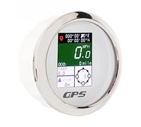 Tbest Velocímetro de 85Mm, Indicador de Velocidad con Pantalla Digital Tft de 9-32V con Rumbo de Altitud para Yate, Rv, Motocicleta, Esfera Negra Marina (esfera blanca)