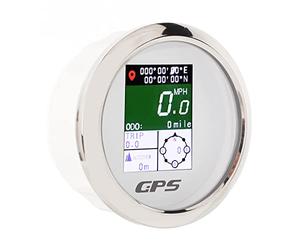 Tbest Velocímetro de 85Mm, Indicador de Velocidad con Pantalla Digital Tft de 9-32V con Rumbo de Altitud para Yate, Rv, Motocicleta, Esfera Negra Marina (esfera blanca)