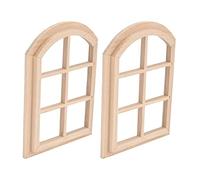 Tbest Ventana de Casa de Muñecas en Miniatura con Bordes Redondeados para Seguridad Infantil, Encantador para Niños, Material de Madera Compuesto Duradero, Paquete de 2 Ventanas de Casa de Muñecas