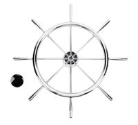 Tbest Volante Marino Volante de Barco de Barco 15,7 Pulgadas 8 Radios Acero Inoxidable 304 Acabado de Espejo Pulido Tapa Central Negra Se Adapta a Eje Cónico de 3 4 Pulgadas