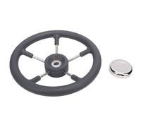 Tbest Volante para Barco de Acero Inoxidable de 13 Pulgadas, Dirección para Barco de Acero Inoxidable Estilo DestroyerRueda con Empuñadura de Espuma, 5 Radios, ángulo de 15 Grados