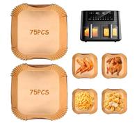 Tbintul 150 piezas papel freidora aire (3-6L), 16-21cm papel para air fryer, cuadrado papel de horno, accesorios airfryer