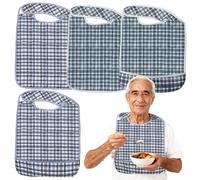 Tbintul 4 Piezas Baberos para Adultos,Baberos Adultos Impermeable,Lavables y Reutilizables Babero Adulto para Personas Hombres Mujeres Mayores y Discapacitadas