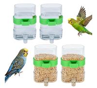 Tbintul 4 Piezas Comedero Automático para Pájaros,Transparente Comedero Pajaros Jaula,Juego de Bebedero para Pájaros para Periquitos Palomas Loros