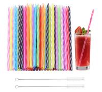 Tbintul 48 Piezas Pajitas Reutilizables, 24cm Pajitas Plástico con Cepillos de Limpieza, para Bebidas Frías Juice Coffee Cóctel