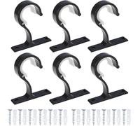 Tbintul 6 Piezas Soporte para Barra Cortina,Barra Cortina Techo,Soportes de Poste de Cortina de Pared de Metal para Barras de Cortina de Diámetro 25mm a 28mm(Negro)
