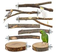 Tbintul 8 Piezas Juego de Perchas Naturales, Unidades de Madera Natural, Perchas, Jaula de Pájaros, Madera de Salvaje para Jaulas de Pájaros para Cacatúas, Periquitos y Pinzone