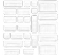 Tbintul - Juego de 25 organizadores de cajón, 4 tamaños, almacenamiento de cajones de plástico transparente, almacenamiento de tocador cajones para baño, tocador, oficina, cocina, herramientas y