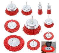 Tbintul Juego de cepillos de nailon para taladro, con vástago hexagonal de 1/4 pulgadas, 6 tamaños de cepillos de nailon para eliminar el óxido y la corrosión, para limpieza y desbarbado en metal (10)