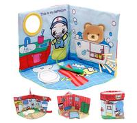 Tbintul Libro de tela 3D Quiet Book a partir de 1 año, libro suave con elementos crujientes, libro táctil, juguete para bebés a partir de 0, 3, 6 y 12 meses, regalo para niños o niñas