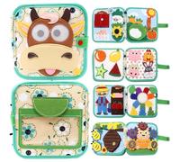 Tbintul Libro Montessori 1 año, Busy Board Libro Interactivo, Juguetes Educativos Juguete Sensoriales, Libro Interactivo Juguetes Montessori para Niños 1 2 3 4 5 años (Ternero)