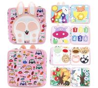 Tbintul Libro Montessori 1 año, Busy Board Libro Interactivo, Juguetes Educativos Juguete Sensoriales, Libro Interactivo Juguetes Montessori para Niños 1 2 3 4 5 años (Conejo)