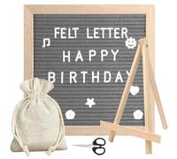 Tbintul Tablero de letras de fieltro, 25 x 25 cm, Letter Board Retro, 340 Caracteres, Marco de Madera, para Citas, Notas y Anuncios, Tablero de Mensajes, Pared y Mesa (Gris)