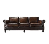 TBJEN Sofá reclinable de cuero, silla reclinable de un solo asiento, sofá de 3 plazas con almohada, juego de muebles modernos y duraderos para sala de estar, marrón vintage triple