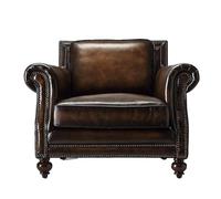 TBJEN Sofá reclinable de cuero, silla reclinable de un solo asiento, sofá de 3 plazas con almohada, juego de muebles modernos y duraderos para sala de estar, color marrón vintage individual