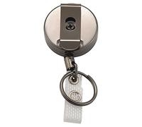 Tbkoeudhg Carrete retráctil resistente, soporte de identificación de metal con clip para cinturón, para tarjeta de nombre, color negro