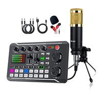 Tbkoeudhg Kit de tarjeta de sonido portátil, micrófono para PC, accesorios, kit de micrófono de condensador, tarjeta de sonido en