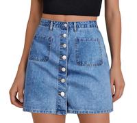 TBloevwlh Falda vaquera de cintura alta para mujer, moda de verano, minifalda con botones, primavera y verano, denim cargo, vintage, línea A, talla grande, corta Y2k, estilo coreano, harajuku casual