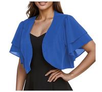 TBloevwlh Mujer Manga Corta Encogimiento de Hombros Verano Gasa Bolero Chaqueta Bordado Chaqueta Corta Frente Abierto Elegante Chaqueta de Hombro Transparente para Vestidos Bodas de Noche