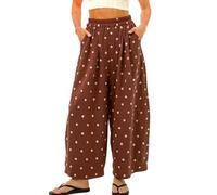 TBloevwlh Pantalones casuales para mujer con estampado de lunares boho y material transpirable para el día a día en la ciudad o en una clase de yoga en el estudio, la forma ancha es ligera
