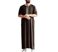 TBloevwlh Regalos musulmanes, disfraz de Dios, agal, túnica india, Tespih Islam, disfraz de sonámbulo para hombre, camisón de manga corta para hombre, camisa de dormir de monje de algodón, botones de