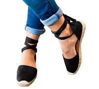 TBloevwlh Sandalias De Lino Para Mujer Con Suela Trenzada Plano Y Correa De Hueso Ajustable Para Pasear Por La Ciudad O Visitar Cine Un Puntera Cerrada