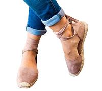 TBloevwlh Sandalias De Lino Para Mujer Con Suela Trenzada Plano Y Correa De Hueso Ajustable Para Pasear Por La Ciudad O Visitar Cine Un Puntera Cerrada