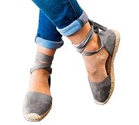 TBloevwlh Sandalias De Lino Para Mujer Con Suela Trenzada Plano Y Correa De Hueso Ajustable Para Pasear Por La Ciudad O Visitar Cine Un Puntera Cerrada