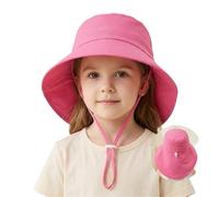 TBloevwlh Sombrero para el sol con protección para el cuello para niños, protección solar ligera, ala ancha con cordón, impermeable, transpirable, suave, lindo, exterior, playa, tiempo libre ajustable