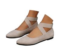 TBloevwlh Zapatos de ante para mujer con goma elástica para una fácil entrada para visitar el mercado o trabajar, suela plana de un solo color