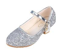 TBloevwlh Zapatos de niña Festivo Lentejuelas Princesas Brillo Tacones bajos Fiesta Tacón Bajo Cómodo Elegante Tiras Fiesta Fiesta Cumpleaños Actuación Baile