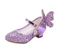 TBloevwlh Zapatos de tacón alto para niños lentejuelas princesas con tacón brillante fiesta tacones bajos elegantes cómodas correas baile de cumpleaños actuación