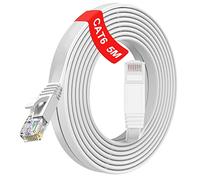 TBMax Cable de Red Ethernet de 5 m CAT6 Ethernet con Conectores RJ45 para Internet/Router/módem/Smart TV, Color Blanco