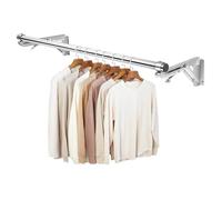TBMLC Perchero plegable montado en la pared, barra de 76 cm de largo y 2 bases gruesas, acero inoxidable, multiusos para ahorrar espacio, tendedero de ropa, perchero desmontable y superior reservado
