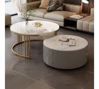 TBMTOAL Juego De 2 Mesas De Centro Nido, Mesa De Centro Extensible, Mesa Nido Ligera, Moderna Y De Lujo, para Sala De Estar, Uso Doméstico Y Apartamento Pequeño. Mesa Redonda. W,50+70